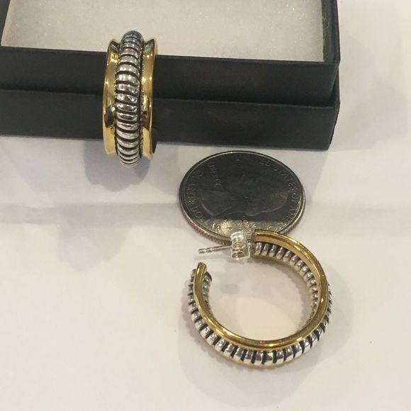 SILPADA Two Tone Hoop Earrings P0382 NWT - Picture 6 of 11